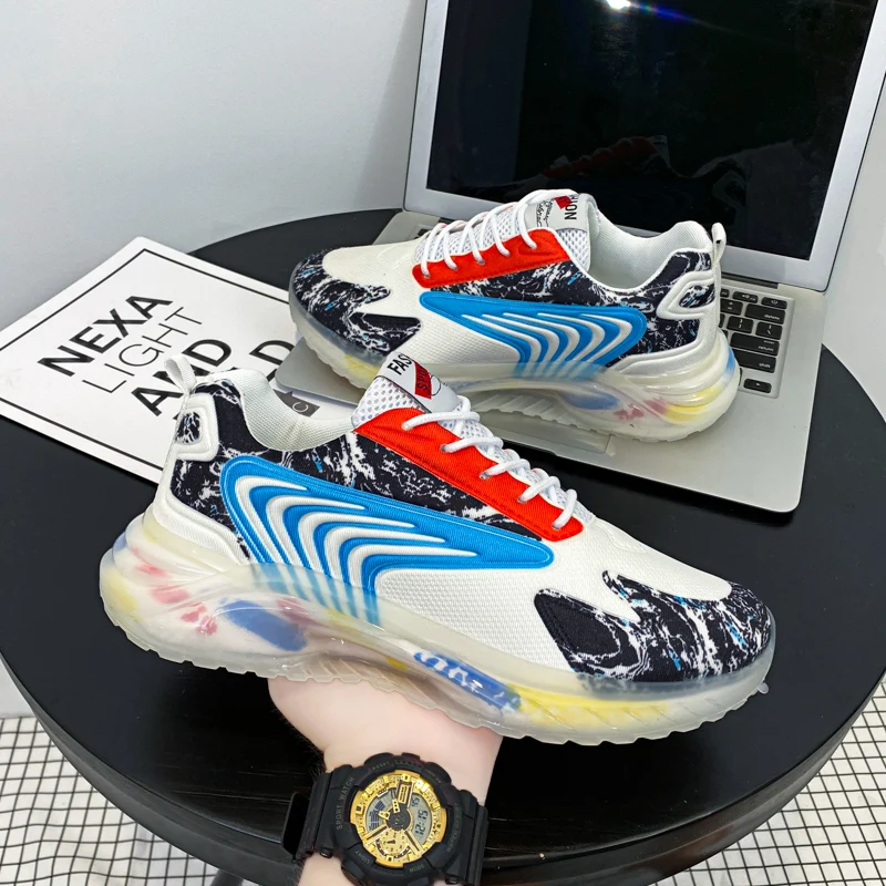 

Мужские повседневные туфли, новинка 2021, стильные индивидуальные разноцветные кроссовки, теннисные Роскошные модные Нескользящие подошвы