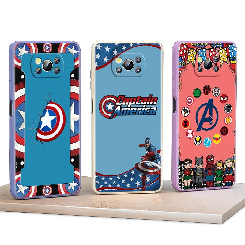 

Avengers Cartoon Hero Marvel For Xiaomi POCO F3 11T Mix4 10S X2 10 M2 M3 Lite F3 Pro 5G Liquid Silicone Soft Cover Phone Case
