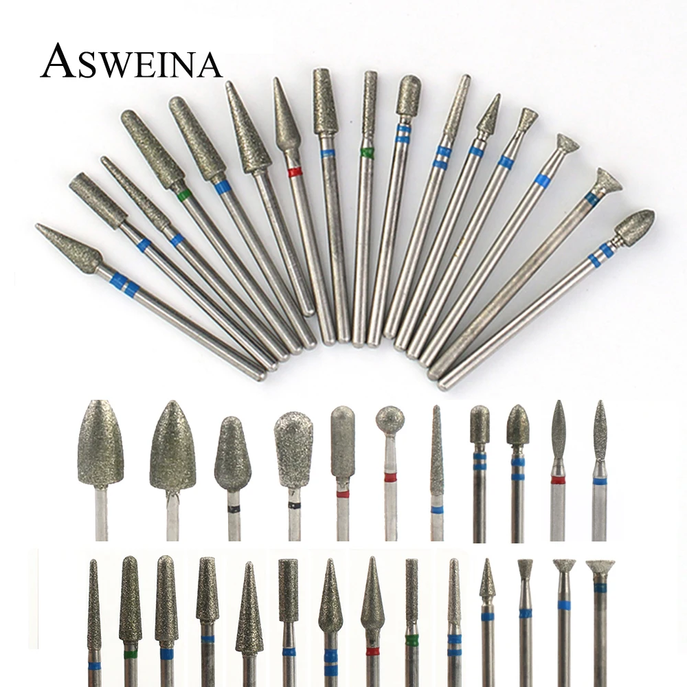 Diamond Milling Cutters Electric Manicure Burrs Nail Drills Bit Rotary Pedicure Files Cuticle Clean Bits Tools Accessories