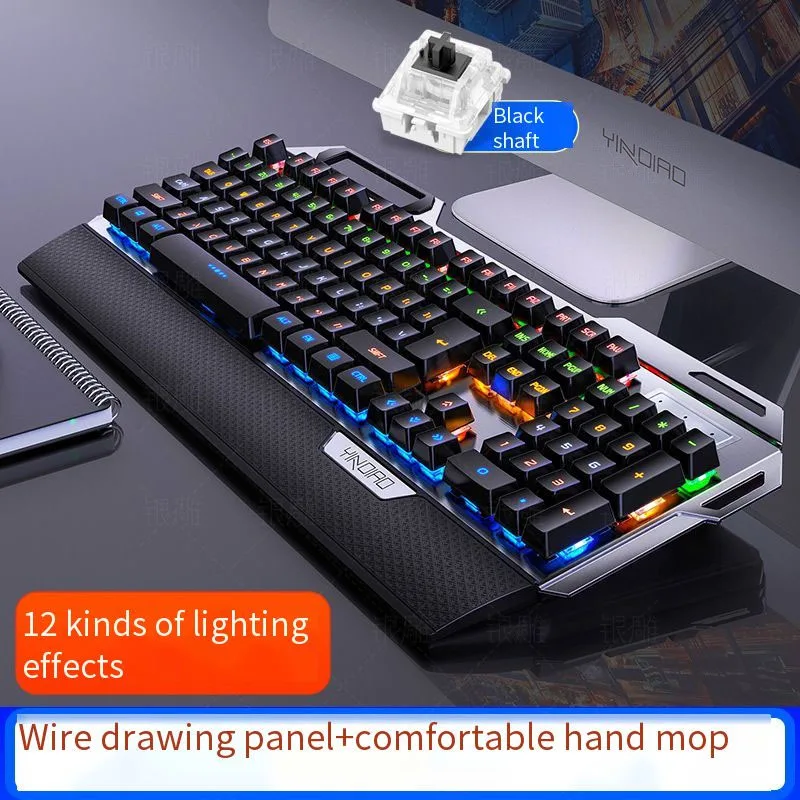 true mechanical gaming keyboard 108 keys wired keyboard usb gamer metal panel support backlight with mobile phone holder free global shipping