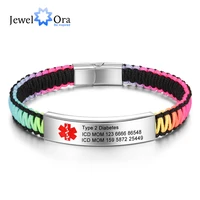 personalized jewelry medical alert id bracelets for women men custom stainless steel free engraving diabetes bracelet ba102891