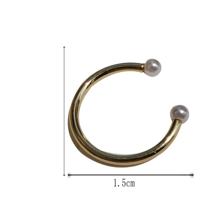 Минималистичные золотые кольца с двойными точками и открытым манжетом жемчужные