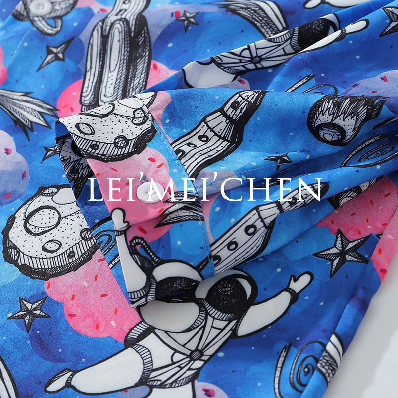 

LEIMEICHEN Casual Printed Long Sleeve Shirt Men High Streetwear 2020 Fall Women Shirt Retro Shirts Harujuku Mens Shirt YD3263