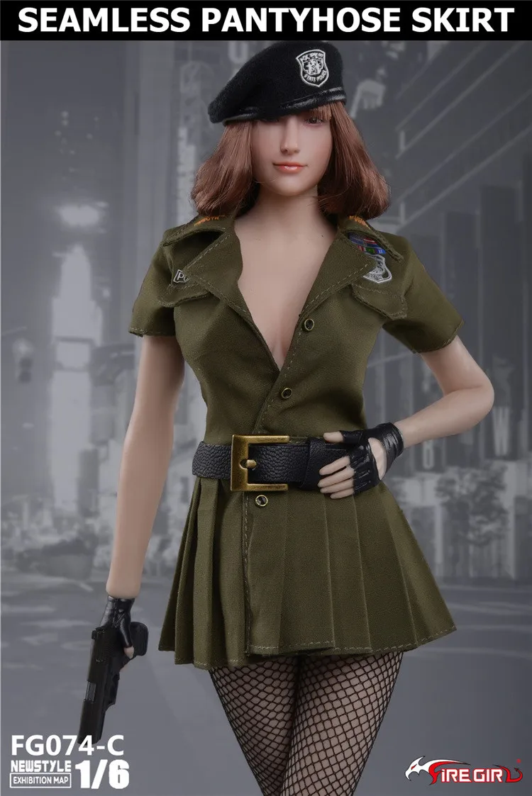 Игрушки сделай сам 1/6 FG074 Женская юбка для полицейских платье с чулками шапочка
