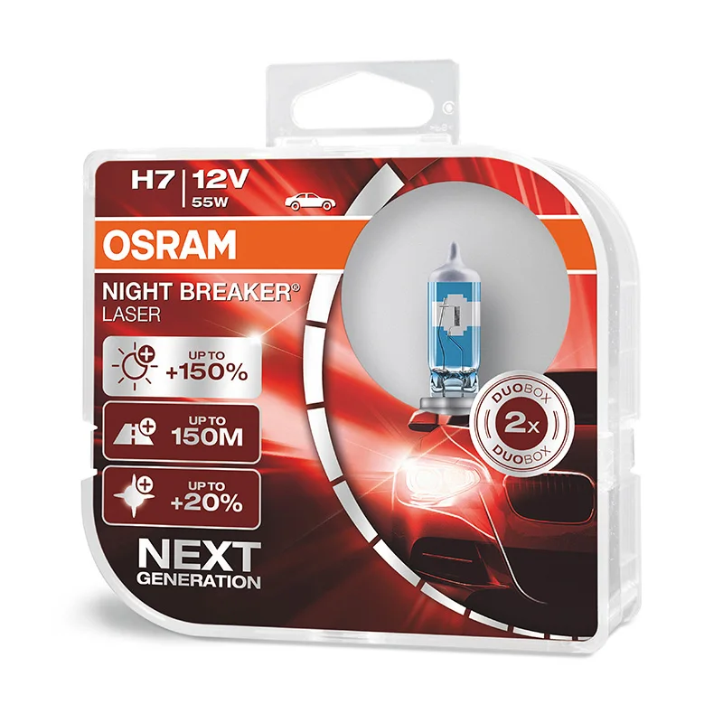 Лампа Ксеноновая OSRAM H1 H3 H4 H7 H8 H9 H11HB3 HB4 галогенная лампа 12V для автомобильных фар ближнего и дальнего света Высокая луча лампы Лазерная противотуманная фара для Ночной выключатель лампы - Испускаемый цвет: Night Breaker Laser