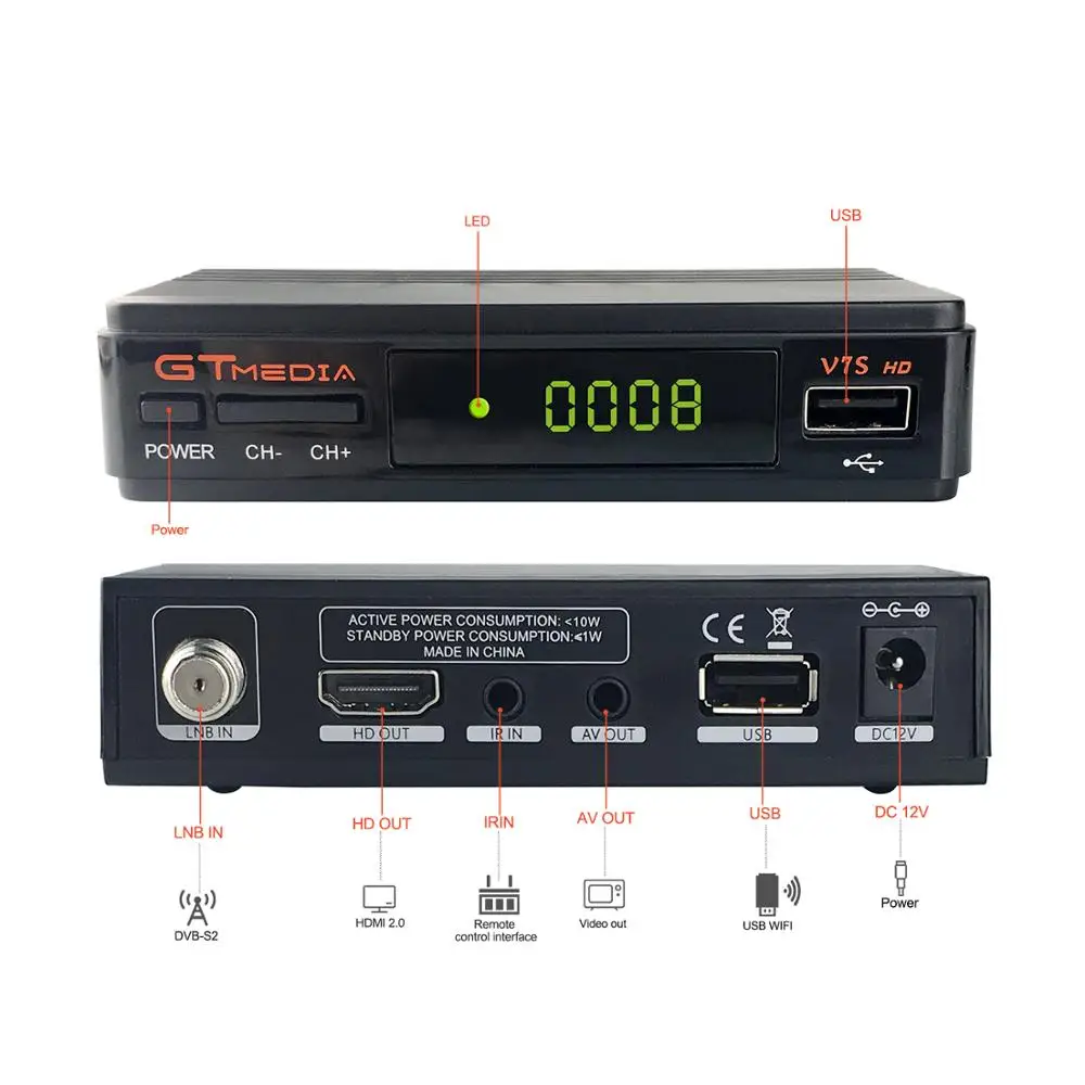 DVB-S2 Gtmedia V7S HD 1080P DVB-S2-цифра спутниковый телевизионный ресивер ТВ-тюнер Бесплатная