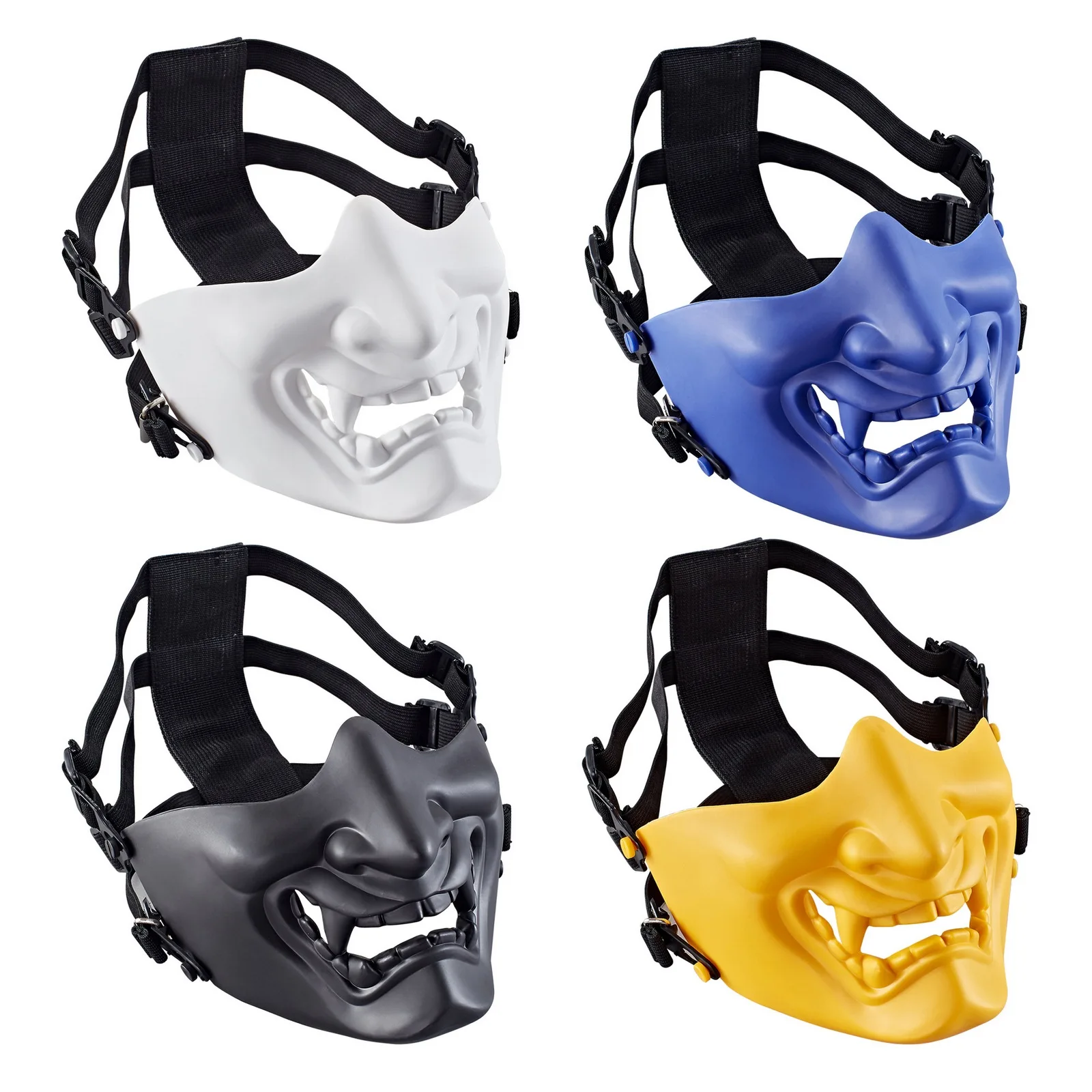 

Tactical Protective Half Masks Horror Samurai Festival Party Halloween Cosplay Grimace Skull Mask Airsoft Paintball Field Gear