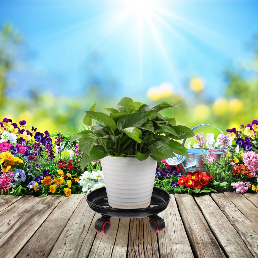 

Movable Flower Pot Rack Potted Plants Stand Metal Flower Pot Holder with Wheels