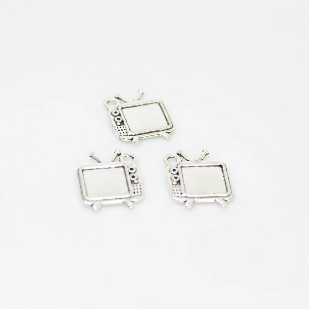 

20Pcs/Lot 15*13mm Antique Silver Tone 2Sided Tv Old Fashioned Television Charm Pendant For Necklace Earring DiyJewelry Making