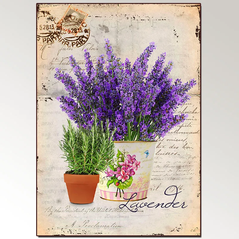 5D алмазная картина с цветами фиолетовая Лавандовая Алмазная вышивка на фото
