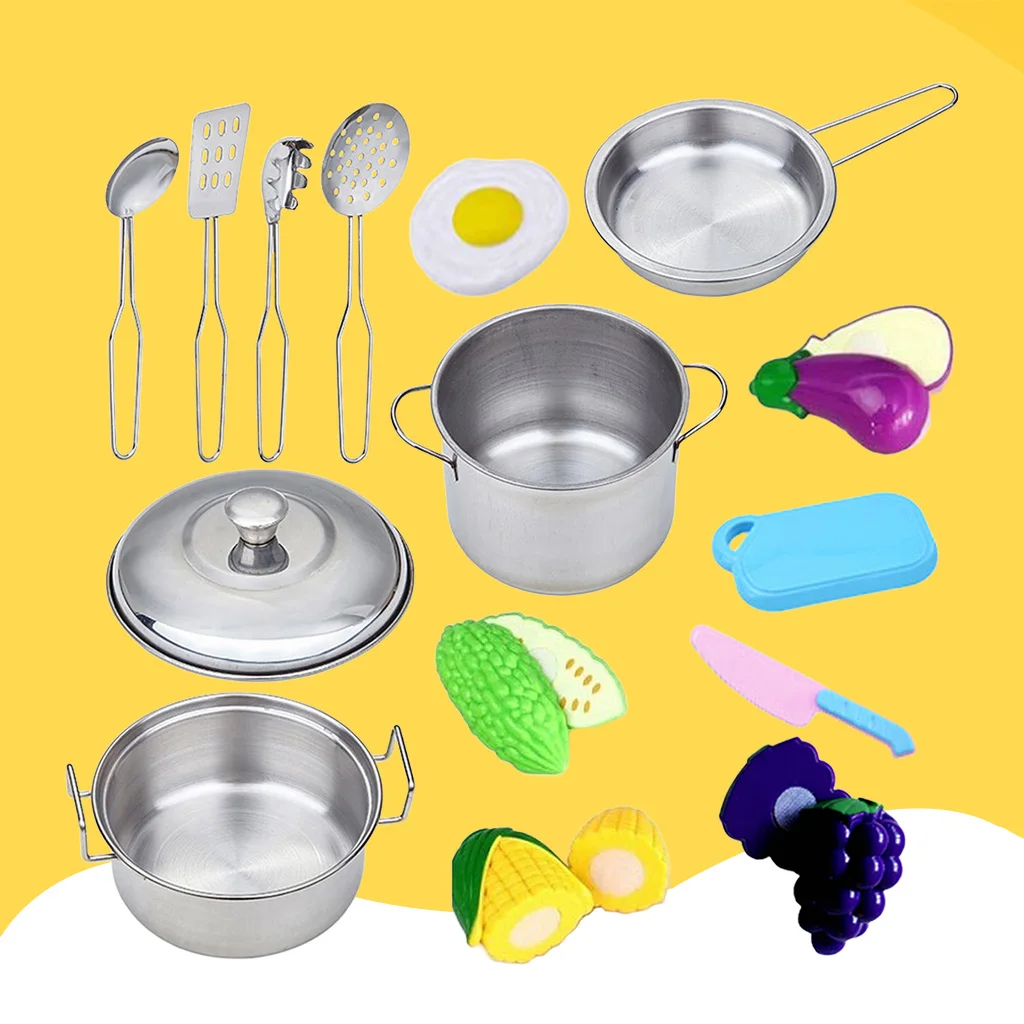 Pretend Cooking Toy Cookware Saucepan Spoon Utensils Set | Kitchen Toys