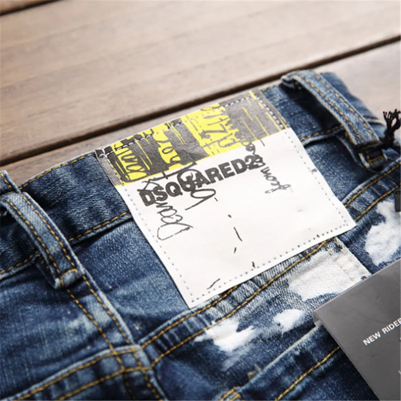 

dsq jeans European Italy Style jeans Brand Men slim jeans pants mens denim trousers zipper blue hole Pencil Pants jeans for men