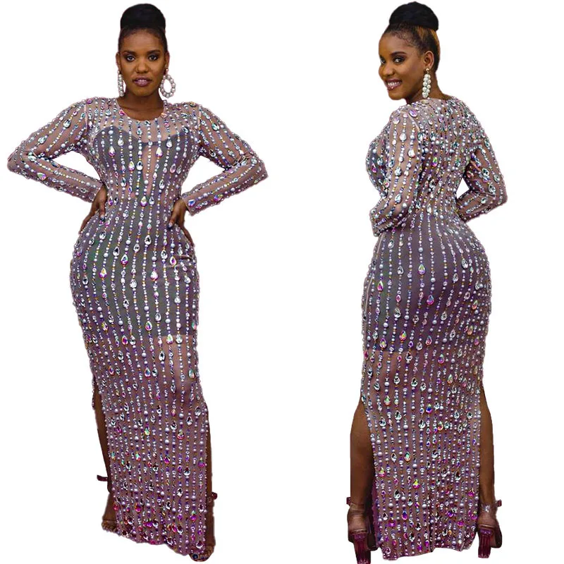 

Женское длинное платье с длинным рукавом и круглым вырезом