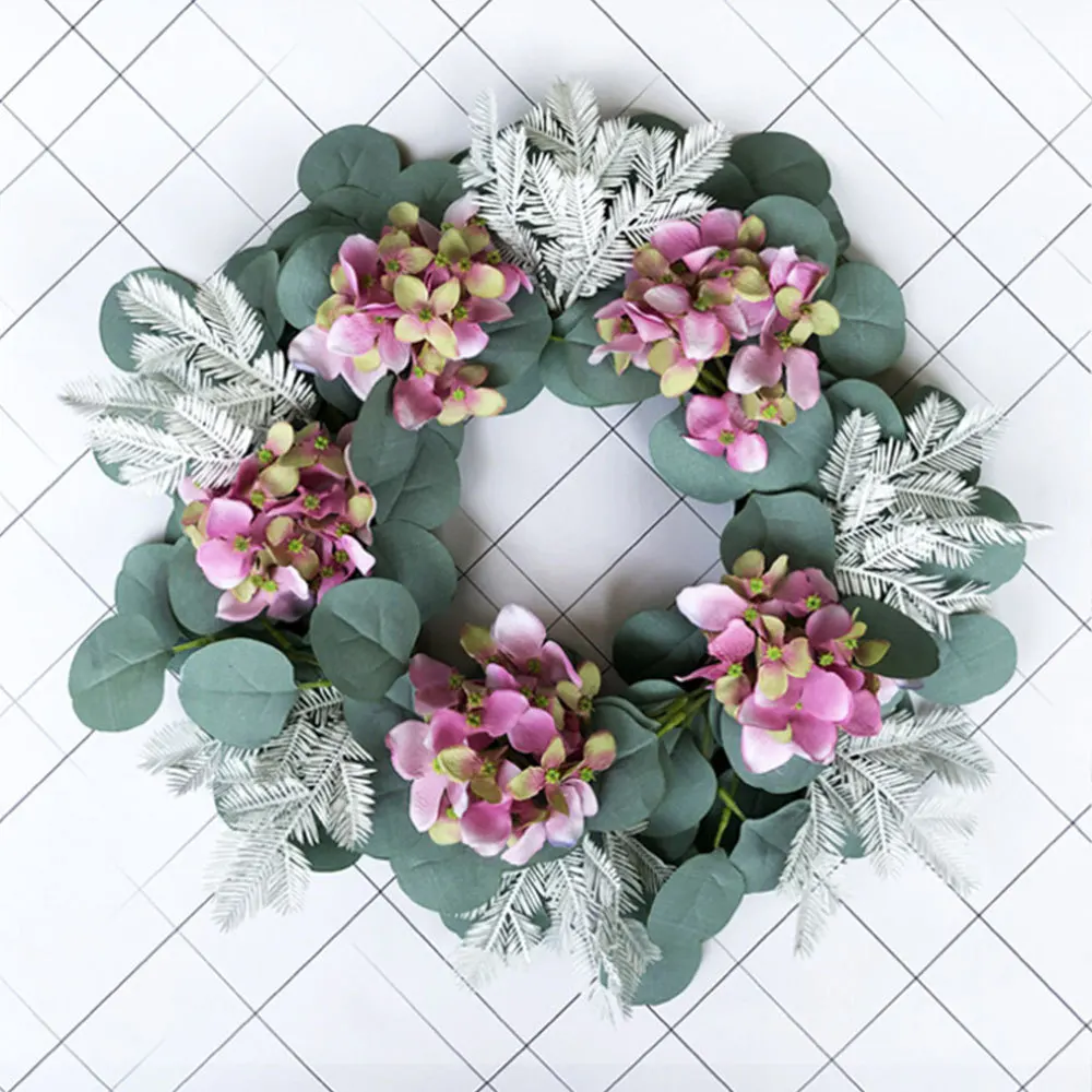 Искусственные цветы венок с растениями Настенный декор Круглый сердцем