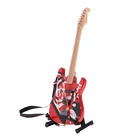 Модель деревянной гитары 16 с подставкой и ремешком для кукольного домика BJD, миниатюрный красный декор для дисплея