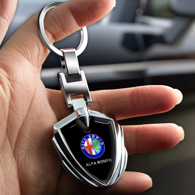 

1Pcs Car Keychain Styling 3D Metal Emblem Auto Key Rings Logo for Alfa Romeo 159 147 156 166 Giulietta Giulia Mito Stelvio Brera