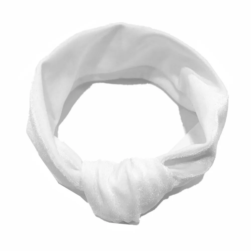 Для новорожденных ободки для девочек тюрбан сплошной повязка волос с узлом Pleuche