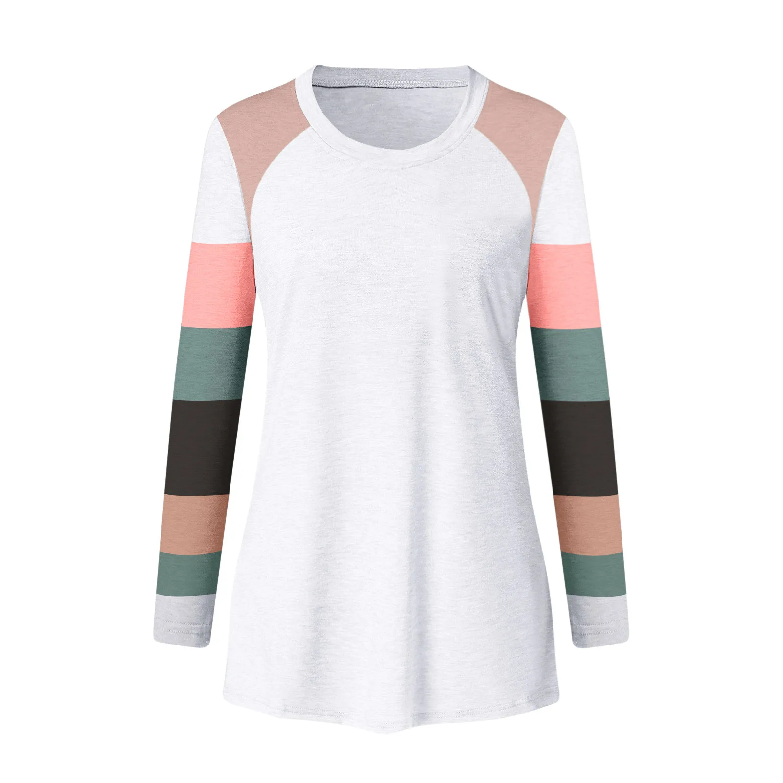 Женская футболка с круглым вырезом тонкая Свободная Повседневная контрастных