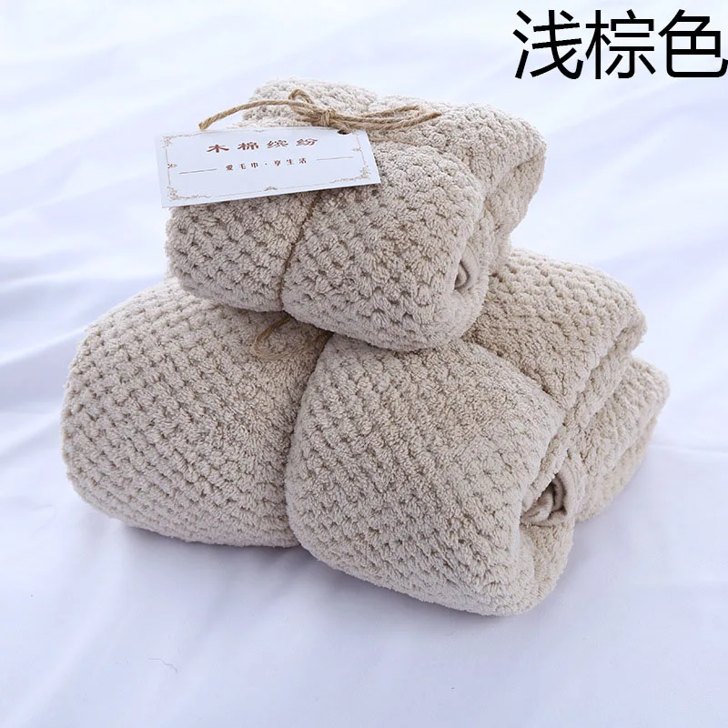 Light Brown Одноцветное Цвет Полотенца Набор для ванны Полотенца+ лицо Полотенца Супер водопоглощение коралловый флис Баня Лицо Полотенца Ванная комната Полотенца комплекты - Цвет: Light Brown