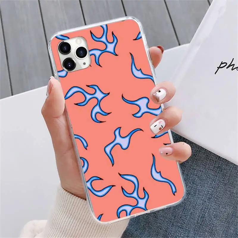 

Blue Flame Fire Phone Case For iphone 12 5 5s 5c se 6 6s 7 8 plus x xs xr 11 pro max mini