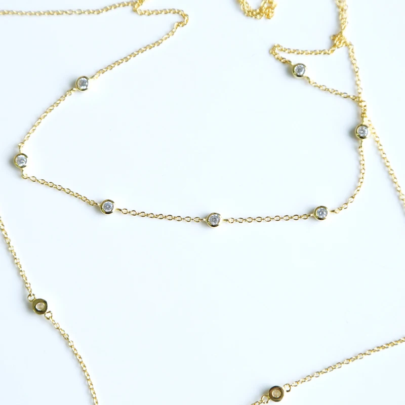 Женское Двухслойное колье из настоящего стерлингового серебра 925 пробы модное