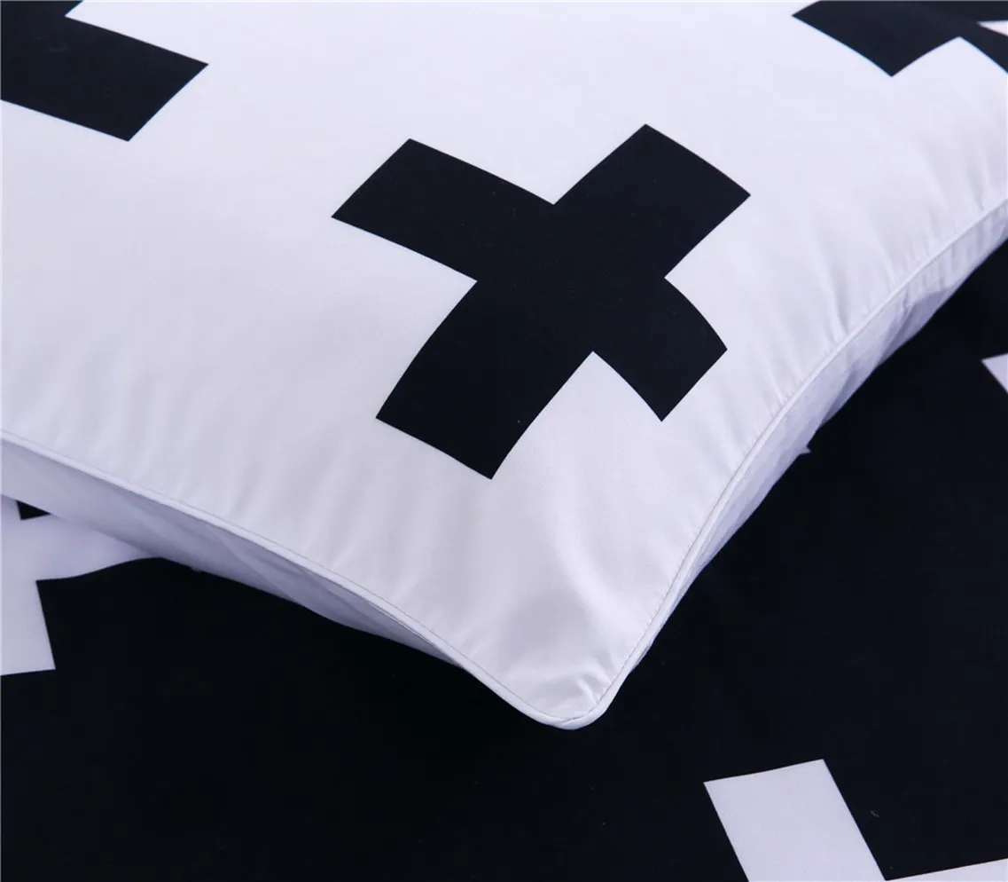 Черный белый 3D домашний текстиль 3 предмета хлопковый лист Комплект постельного