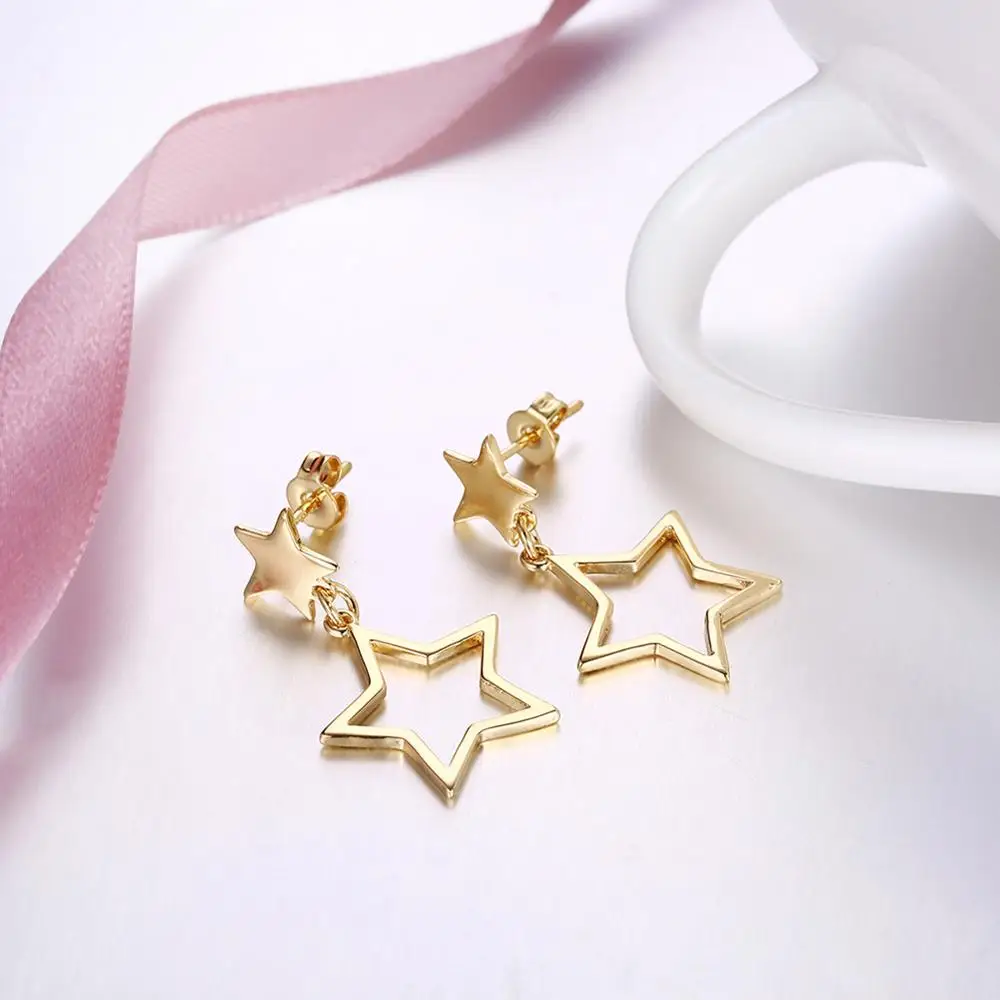 Gold Color Stud Earrings for Women Star Shape Earring Wedding Party Fashion Jewelry Drop shipping Wholesale | Украшения и