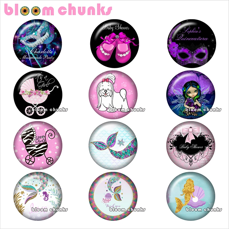 fairy mermaid mask baby cart Round photo glass cabochon demo flat back Making findings 12mm/18mm/20mm/25mm A9174