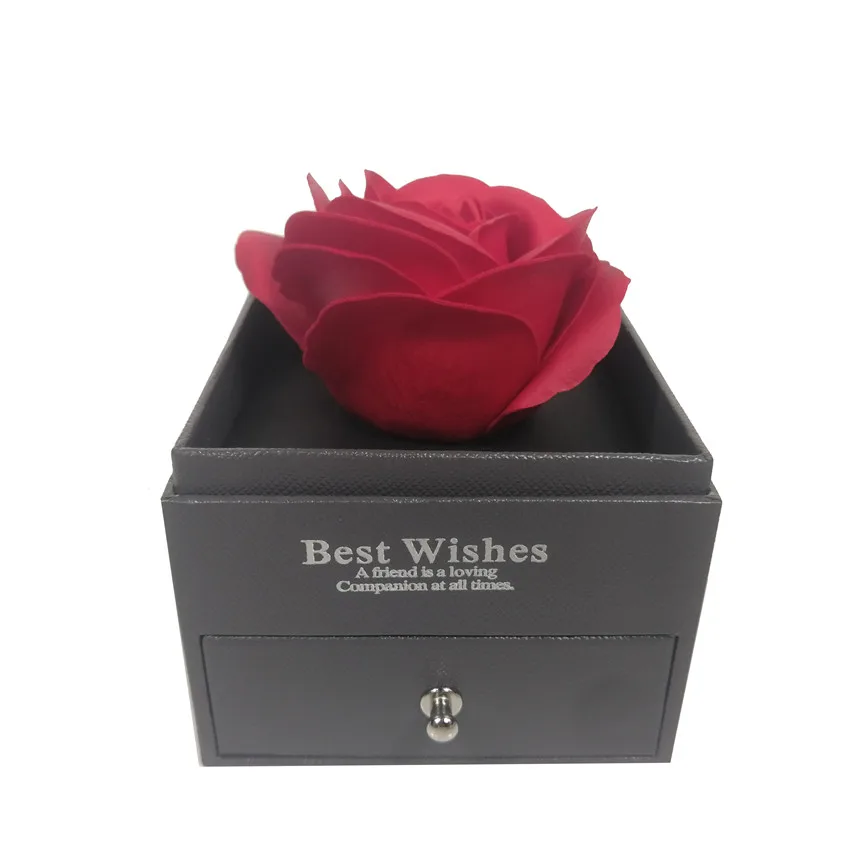Искусственные цветы для украшения красная вечная роза с подарочной коробкой