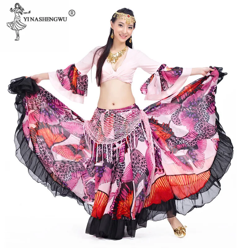 

Women New Eastern Belly Dance Big Swing Skirt Belly Dance Gypsy Big Flower Skirt Suit Dance Performance Costume Bellydance Dress