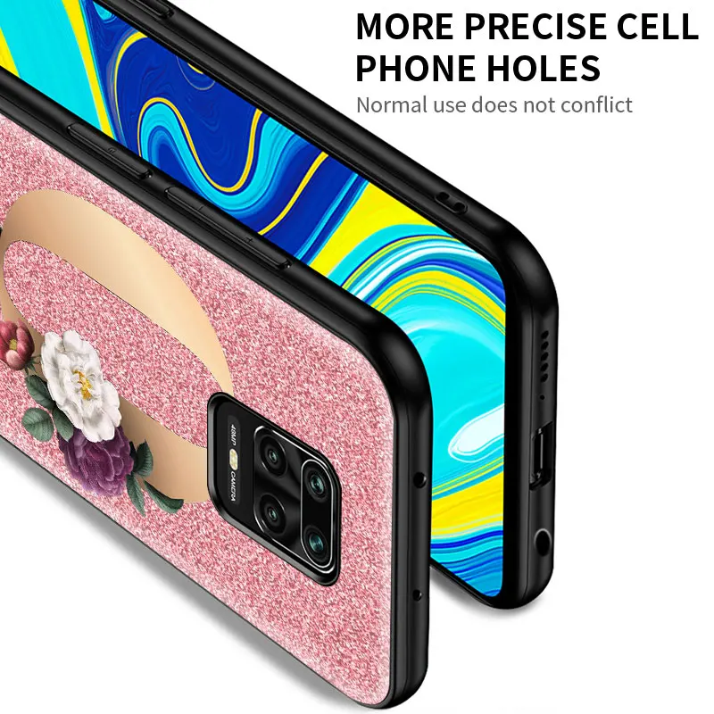 

Rose Pink Letter Phone Case For Xiaomi Redmi Note 9S 8 9 8T 7 9C 9A 7A 6A 8A K30 Pro Black Soft Housing Mobile Cover