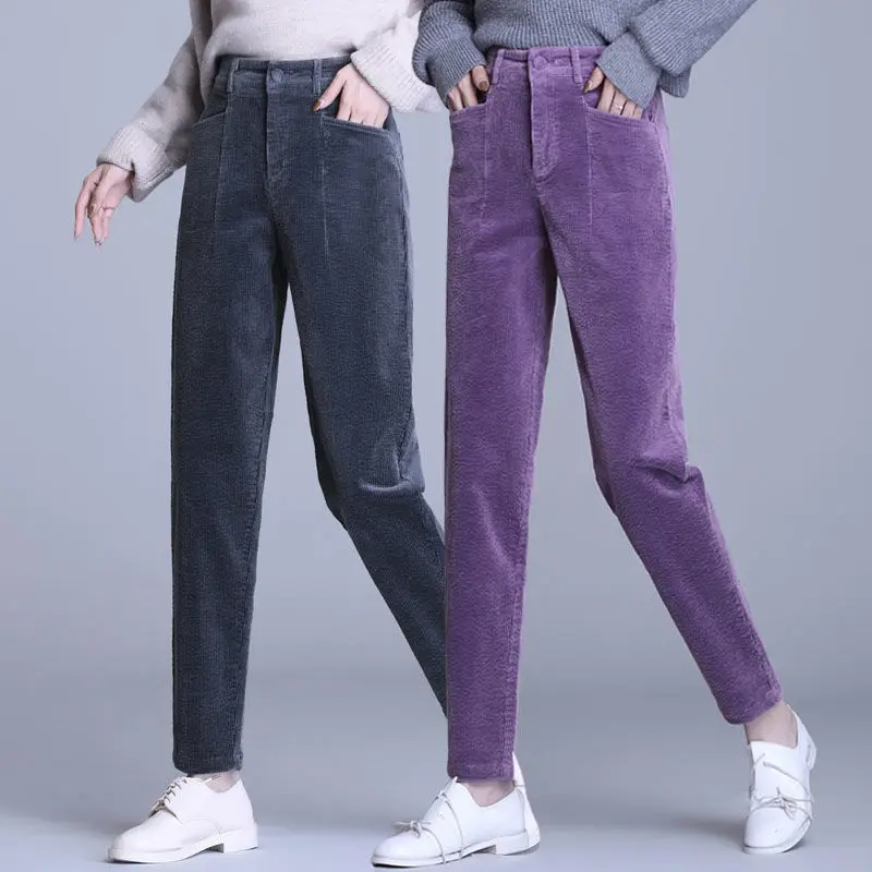 Женские вельветовые штаны шаровары на осень и зиму 2020 Свободные повседневные