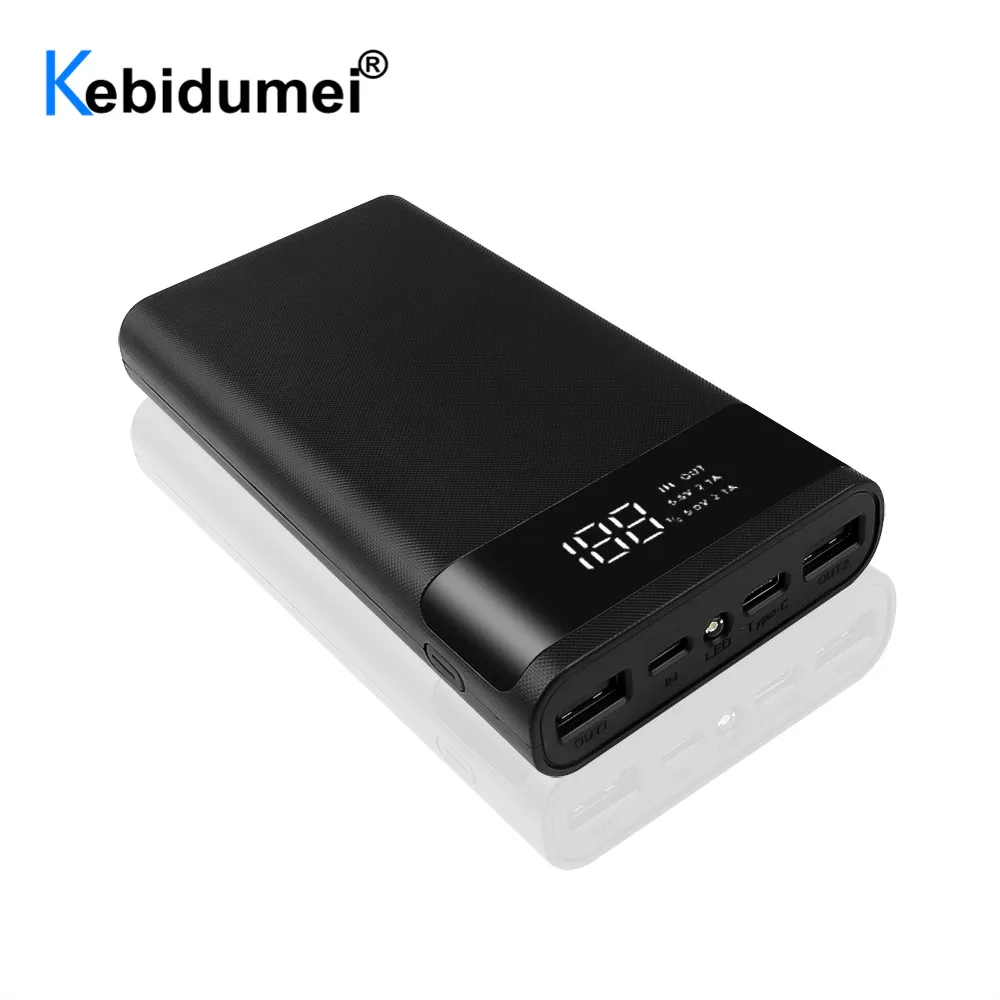 Внешний аккумулятор DIY 5 В чехол для аккумулятора 18650 с двумя USB портами Micro Type C