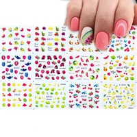 12 style summer fruit designs water transfer nail sticker decal watermelonlemonstrawberry pattern transfer sliders nail tattoo