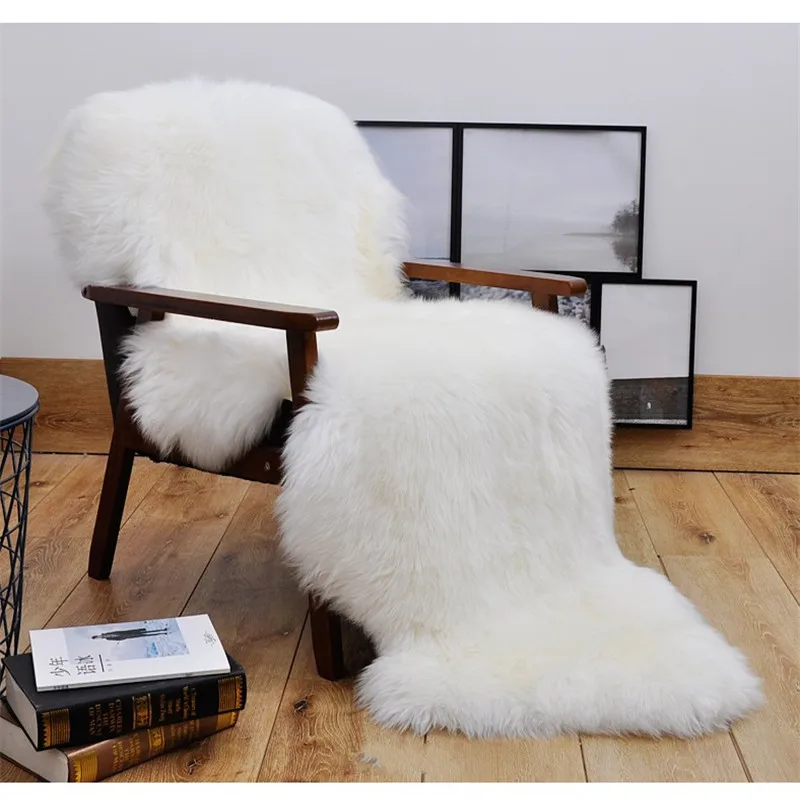 

60×180cm Sheepskin Faux Fur Carpets Rugs For Home Bedroom Kids Living Room Chair Warm High Quality Non-slip White Gray