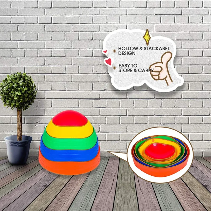 

5 PCS Rainbow Crossing River Stepping Stones Kids Portable Stackable Wave Blocks for Balance Coordination Toys