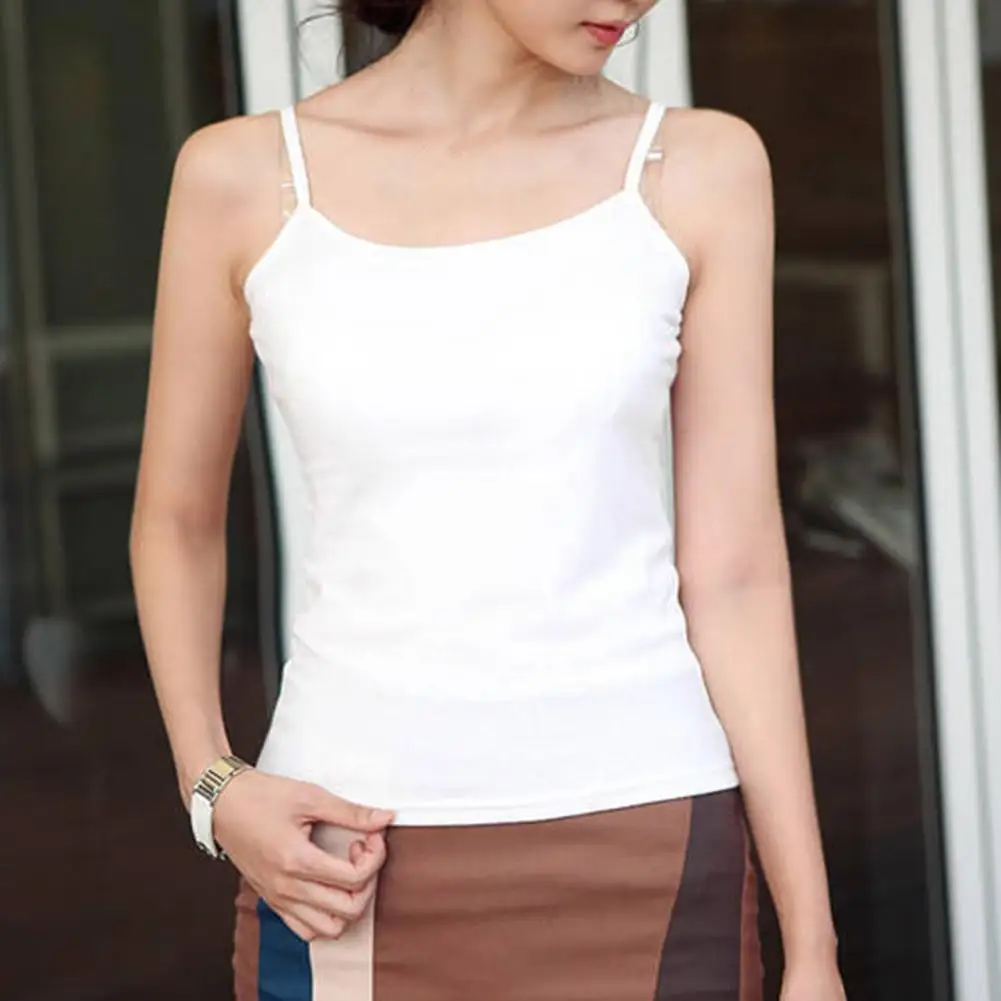 Vest Spaghetti Straps Solid Color Women Sleeveless Slim Camisole Tank Top for Summer   Vest    Slim Camisole Tank Top