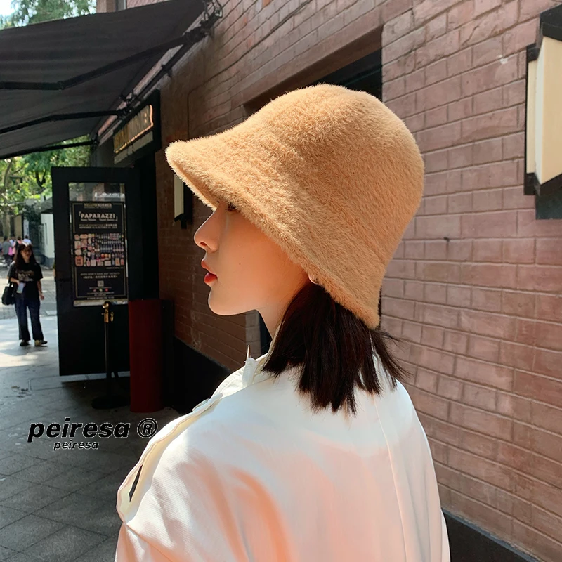 

Peiresa-Dome Cotton Solid Color Fisherman Hat Leisure Couple Outdoor Hat Sun Hat Winter Warm Hat camel hat womens hats 2021