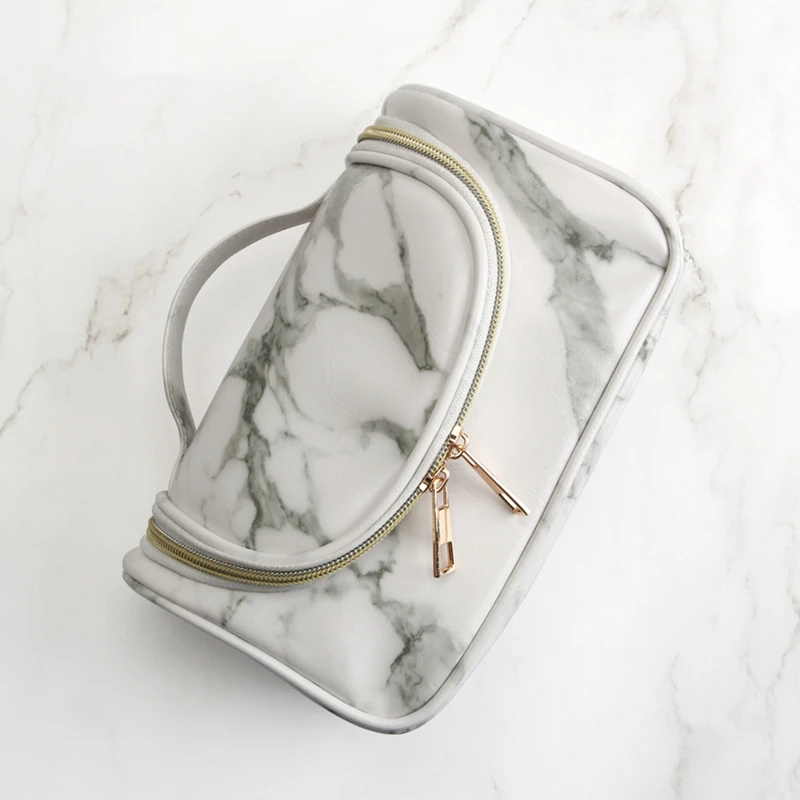 Женская сумка-Органайзер Мраморная косметичка водонепроницаемая для