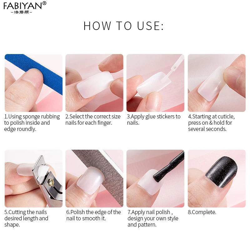 1 коробка + 500 шт. прозрачный цветной полный Чехол Искусственный акриловый гель