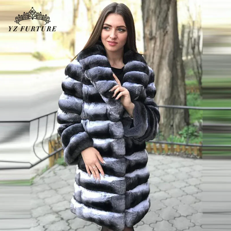 YZ Future Chinchilla, Женское зимнее пальто из кролика Рекс, пальто из натурального меха, куртка с меховым воротником, классический стиль, мода