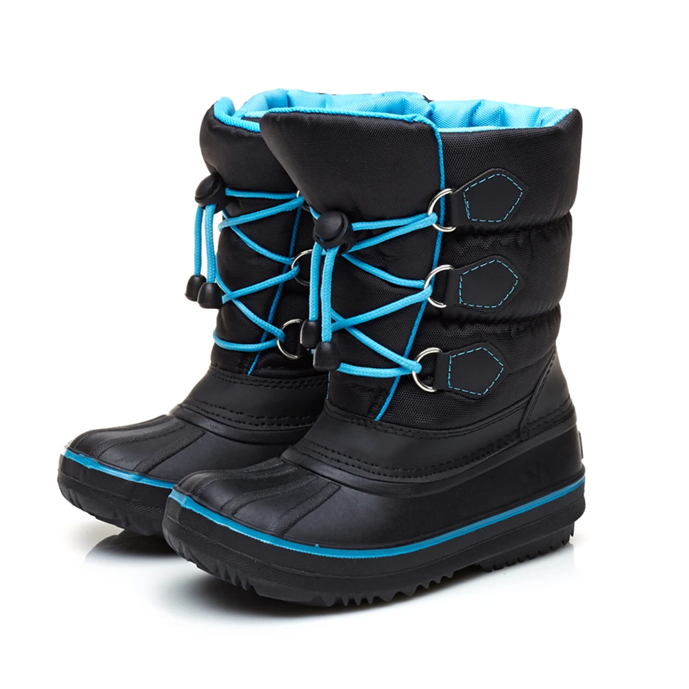 Толстые теплые меховые мягкие ботинки зимние черные до середины икры для малышей