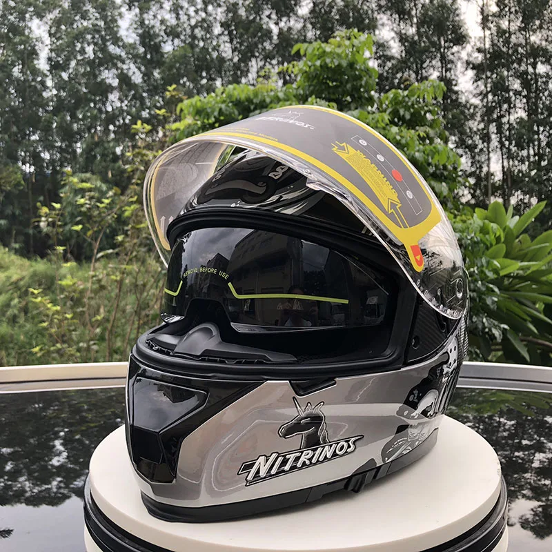 Бренд NITRINOS полный шлем для верховой езды шлемы Capacete двойной объектив защитный шлем хорошее качество ECE