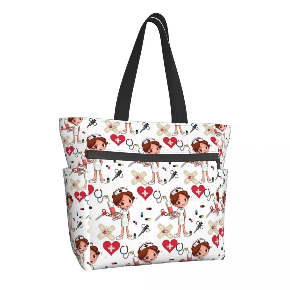 

Бесшумная женская сумка с принтом медсестры, модная сумка для покупок с большой емкостью, многоразовая сумка через плечо, дорожная сумка дл...