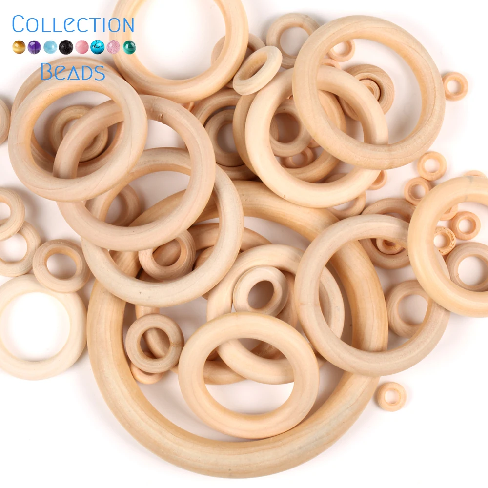 

12.5-125mm Natural Wood Circle DIY Crafts Baby Teething Ring Infant Teether Kids Toy Wooden Beads For Jewelry Making Accessories