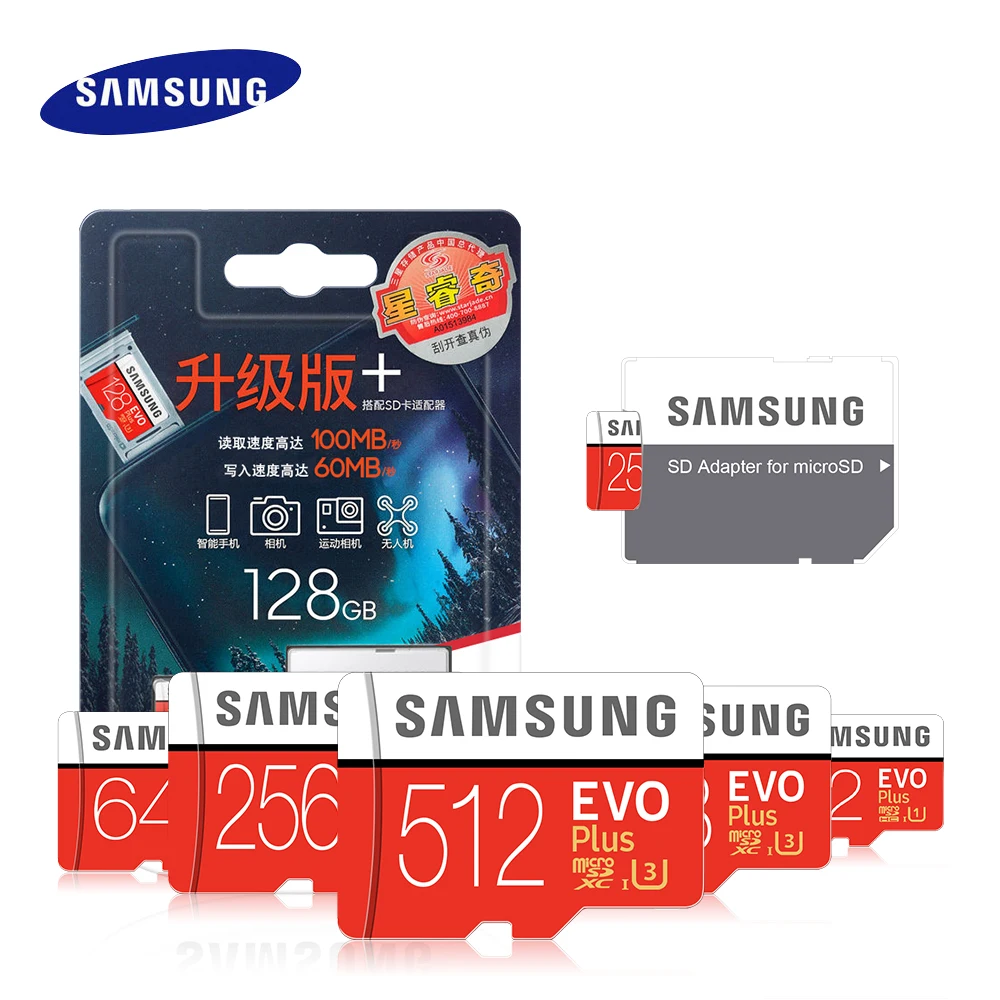 

New product Original SAMSUNG EVO+ Memory Cards 64GB EVO plus U3 128GB 256GB Class10 Micro SD Card 32GB 16G microSD UHS-I TF Card