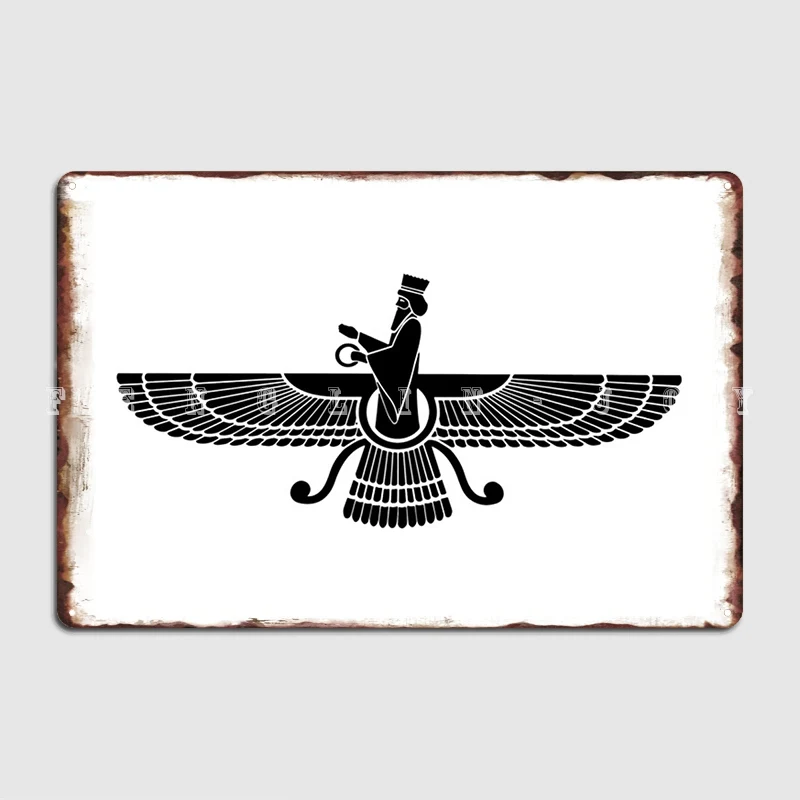 

Faravahar Zoroastrian Symbol Design -Zoroastrianism Religion Metal Sign Bar Cave Custom Mural Painting Tin Sign Poster