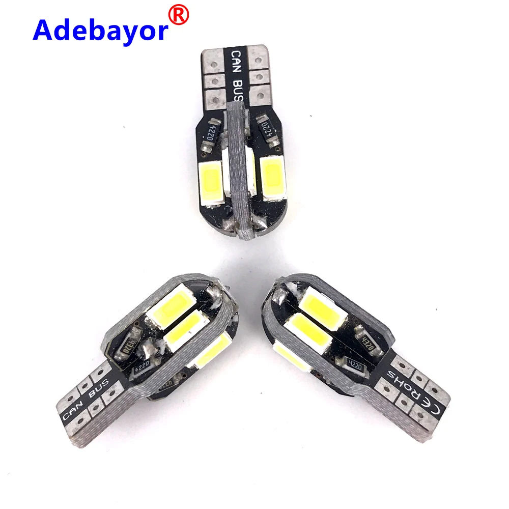 Светодиодная CAN шина без ошибок 20 шт. W5W лампочка 12 В T10 5630 белая 8 5730 SMD светодиодная