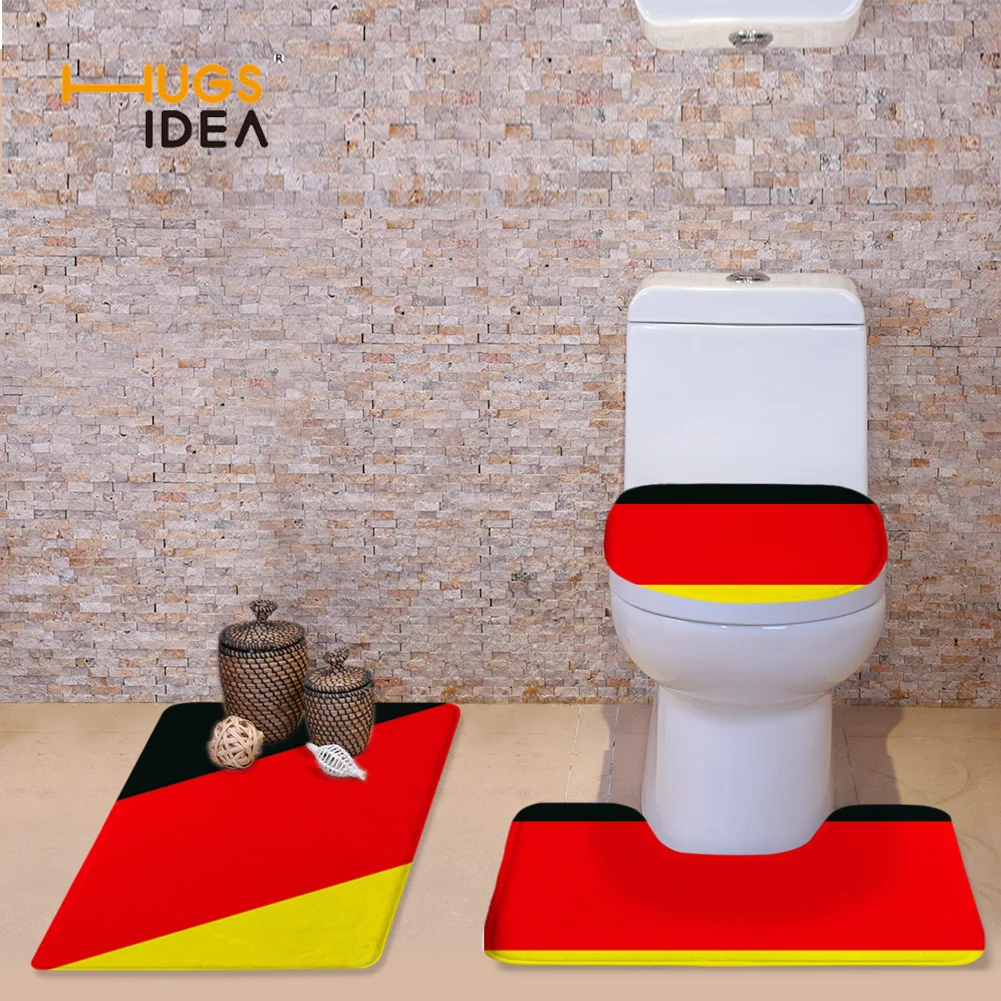 

HUGSIDEA 3Pcs/Set Bath Mats Bathroom Carpet German Flag Brand Design Non Slip Absorb Floor Rugs Toilet Seat Cover Carpet 2021