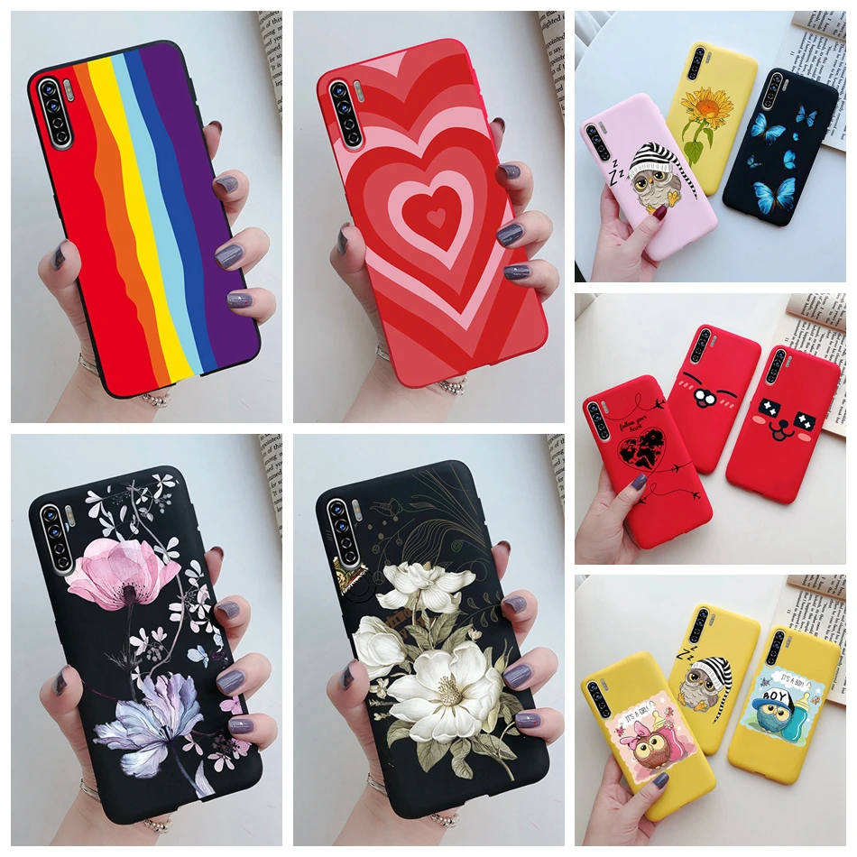 Чехол для Oppo A91 F15 Reno3, мультяшный чехол, силиконовая задняя крышка с любовным сердцем из ТПУ для Oppo A91, A 91, OppoA91, CPH2021, задняя крышка с рисунком из драгоценных камней